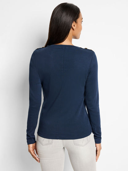 LONG SLEEVE BUTTON SHOULDER TOP