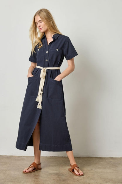 SHORT SLEEVE MAXI SHIRT DRESS