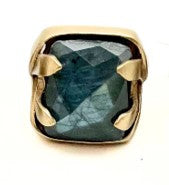 Catherine De Medici- Rectangle cut with wrap around prongs Teal kyanite