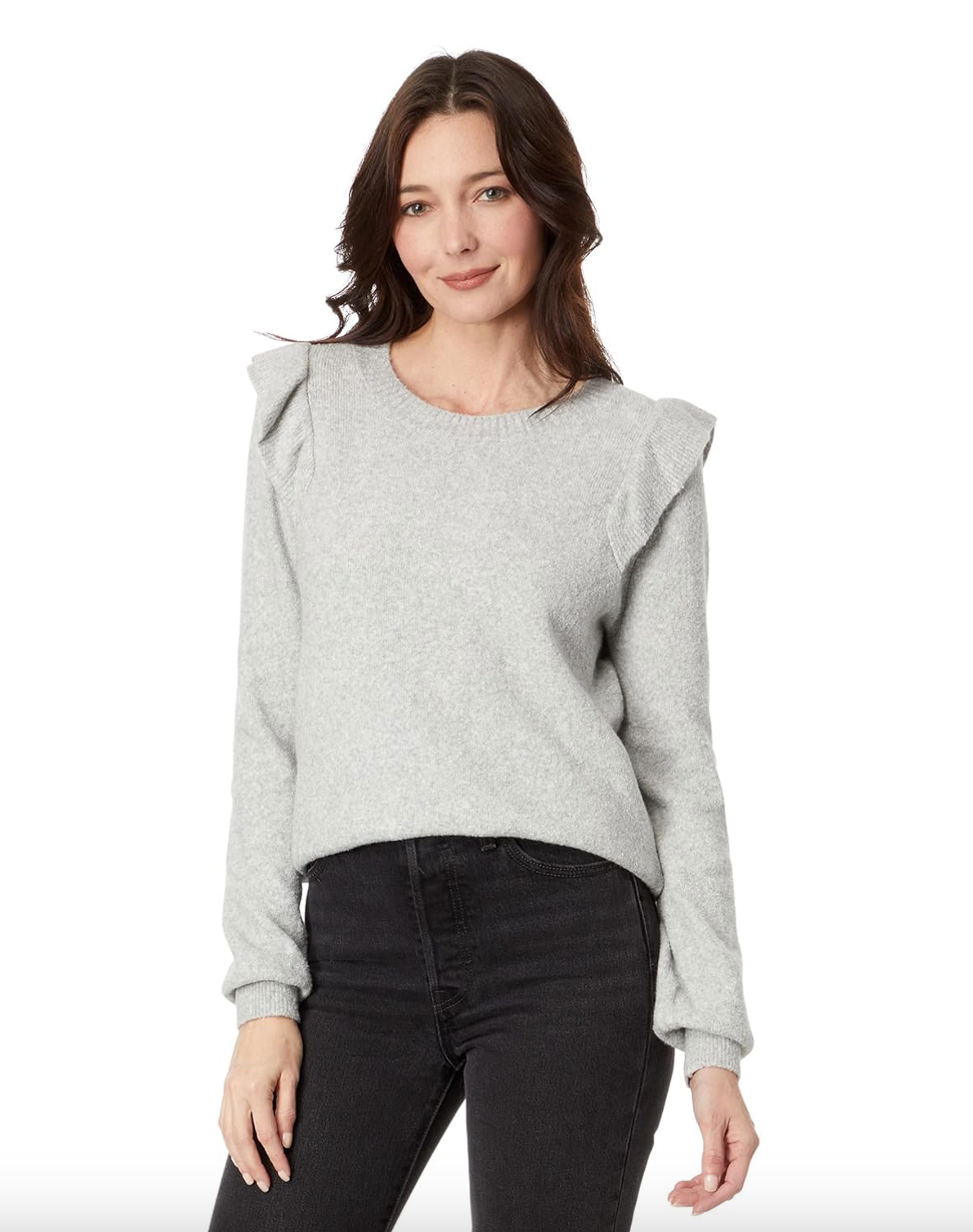 EASY RUFFLE CREWNECK SWEATER ASH