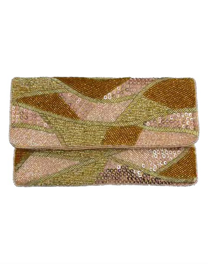 GOLD WAVE BEADED CLUTCH