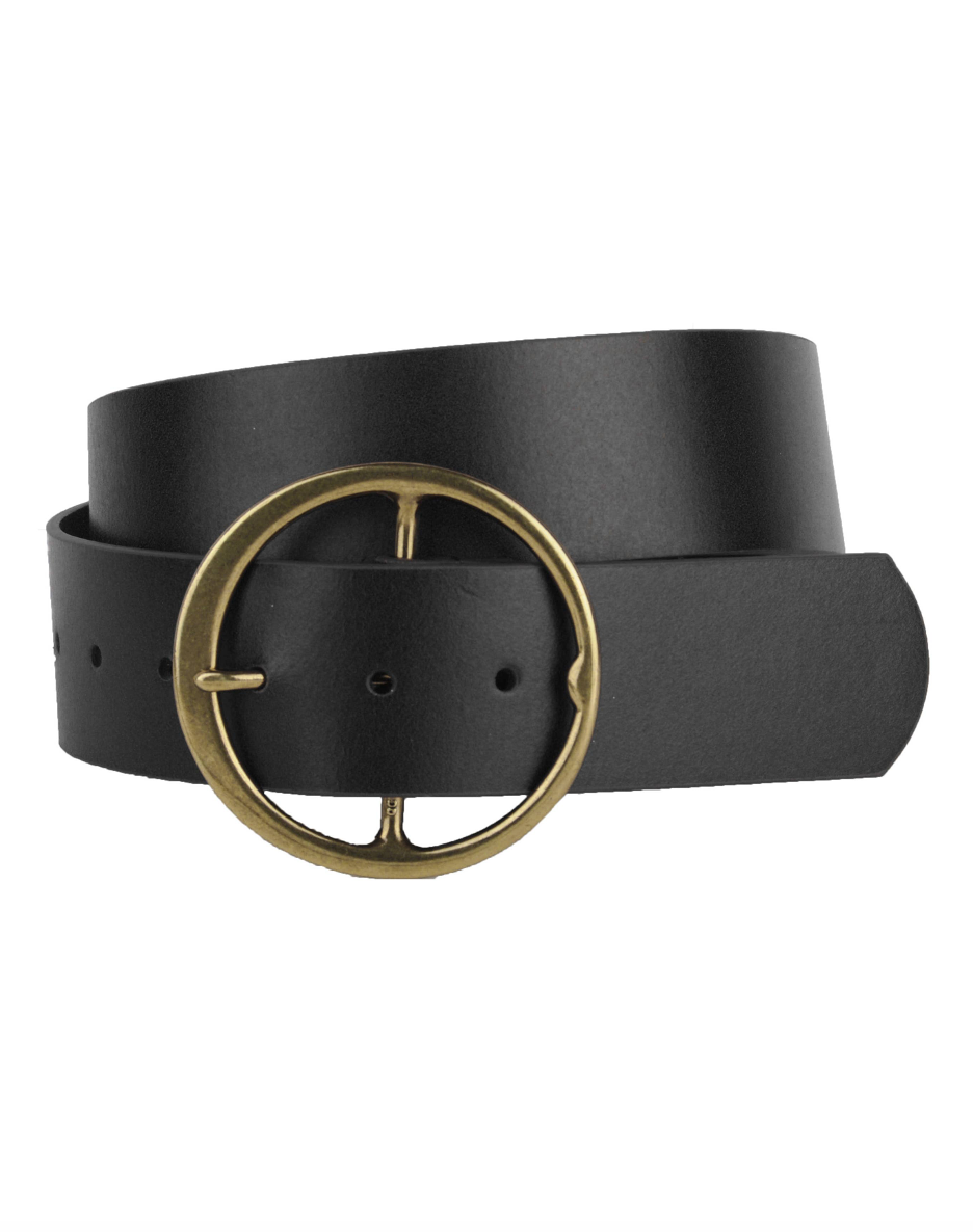 Classic Wide Genuine Leather Round Buckle Belt