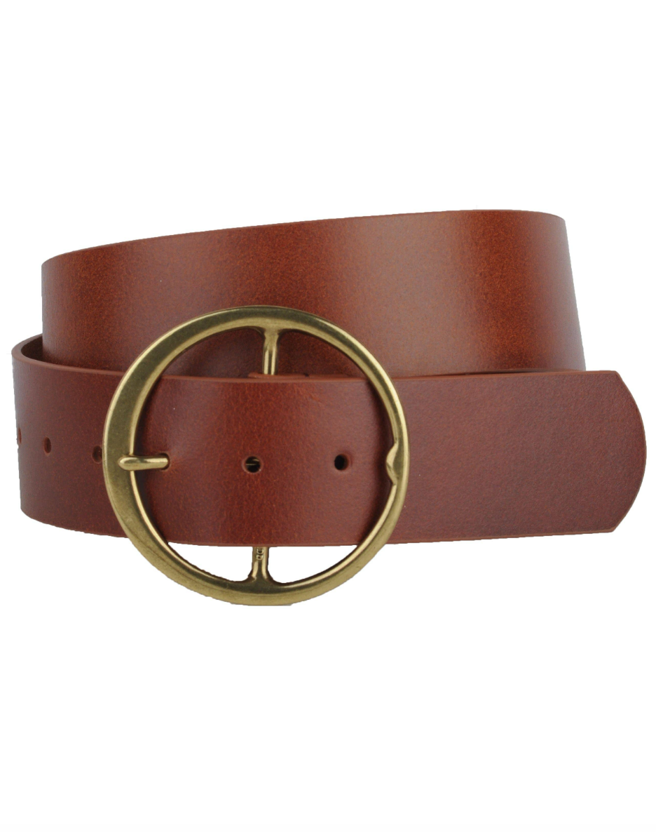 Classic Wide Genuine Leather Round Buckle Belt