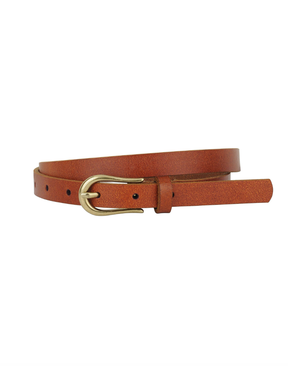 Basic Skinny Equestrian Buckle Leather Belt