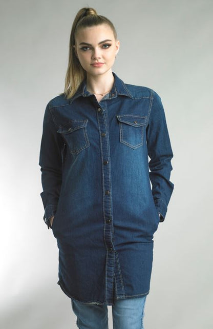 LONG SLEEVE DENIM SHIRT DRESS