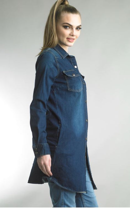 LONG SLEEVE DENIM SHIRT DRESS