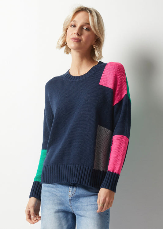 INTARSIA TRIM SWEATER