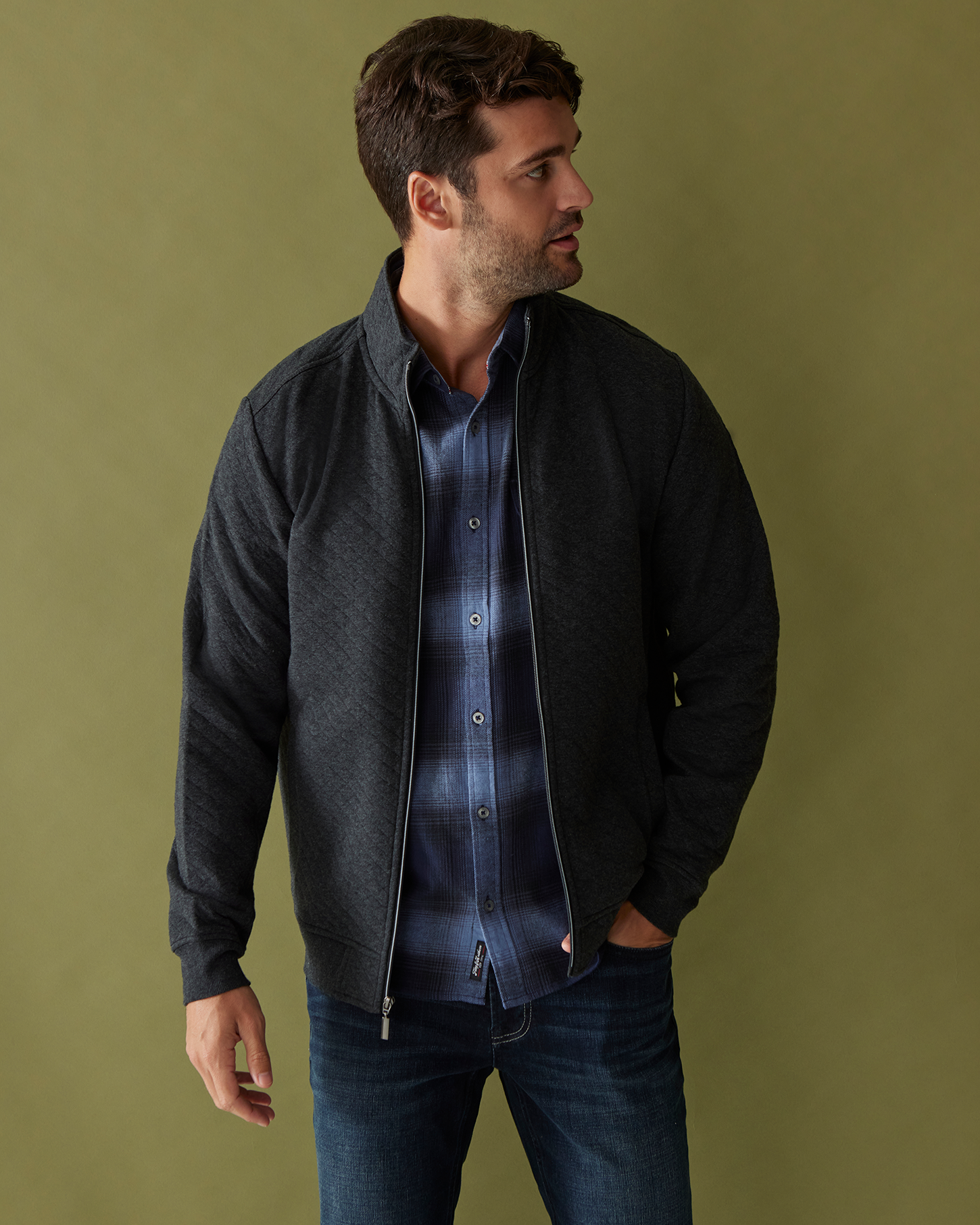 ALLOWAY QUILTED FULL ZIP MOCK NECK