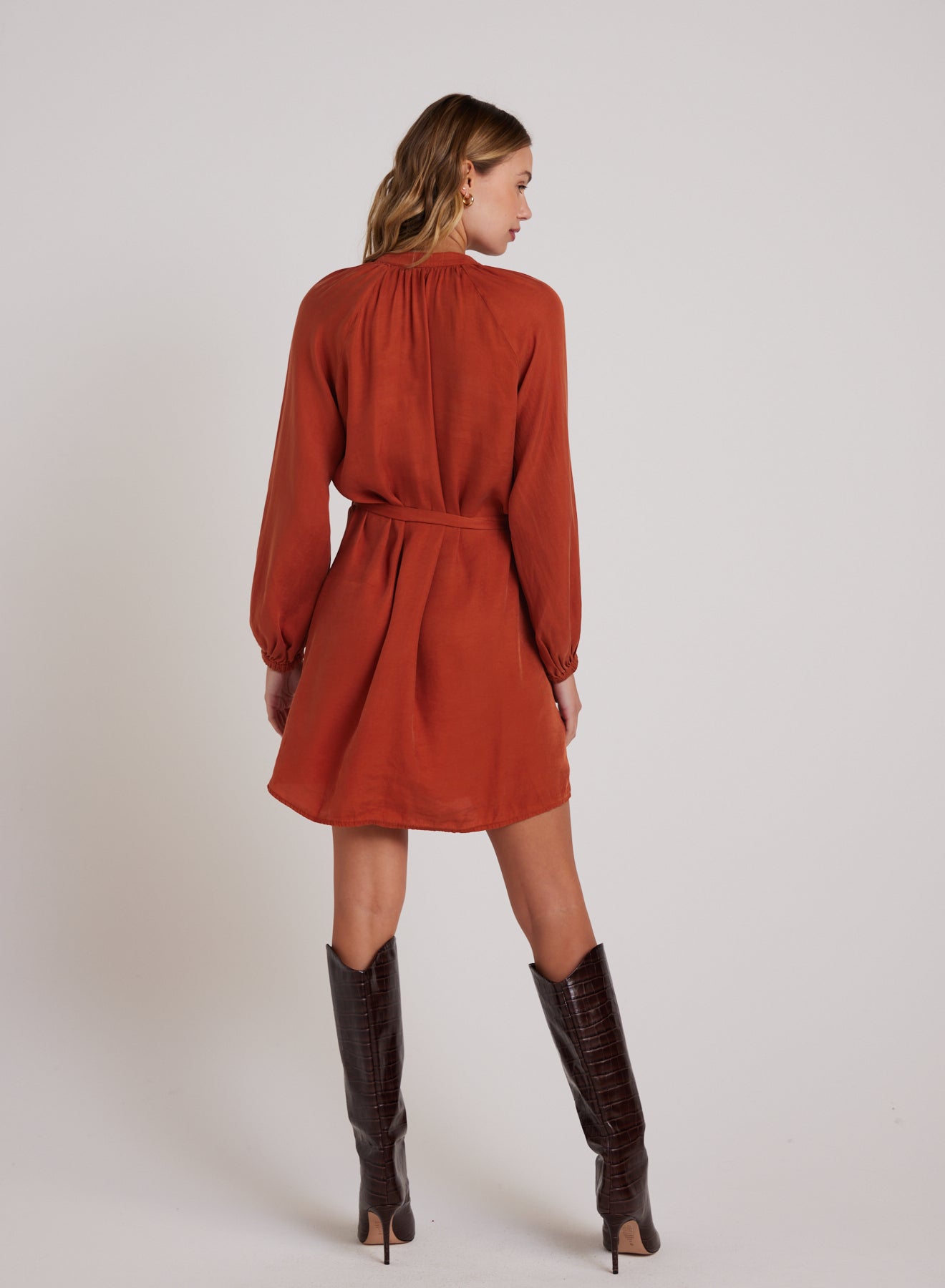 BELTED RAGLAN MINI DRESS