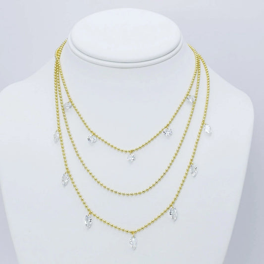 CRYSTAL CASCADE LAYER NECKLACE