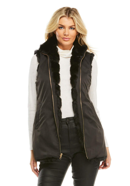 REVERSE ZIP VEST BLACK MINK