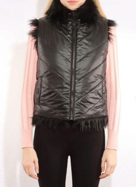 STAND COLLAR FAUX FUR VEST