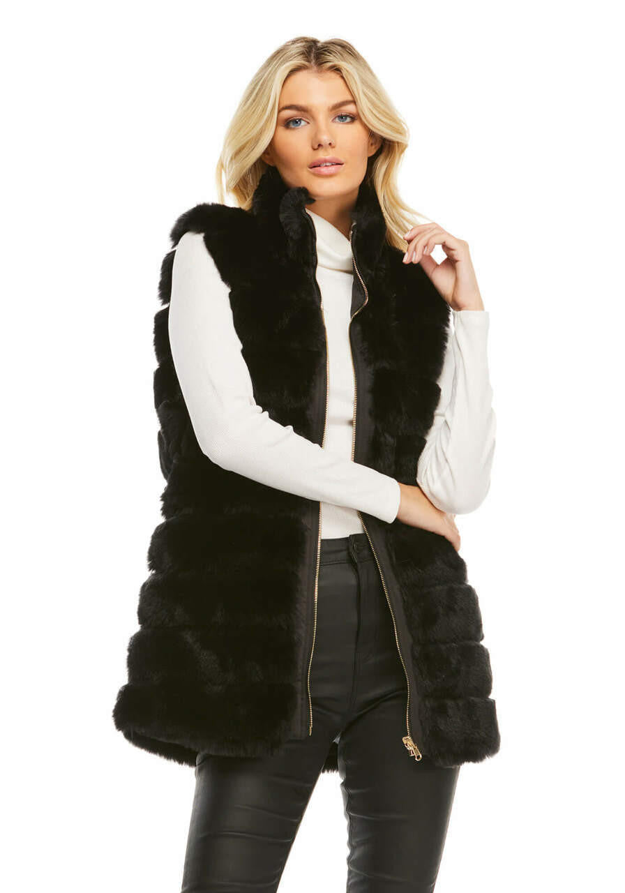 REVERSE ZIP VEST BLACK MINK