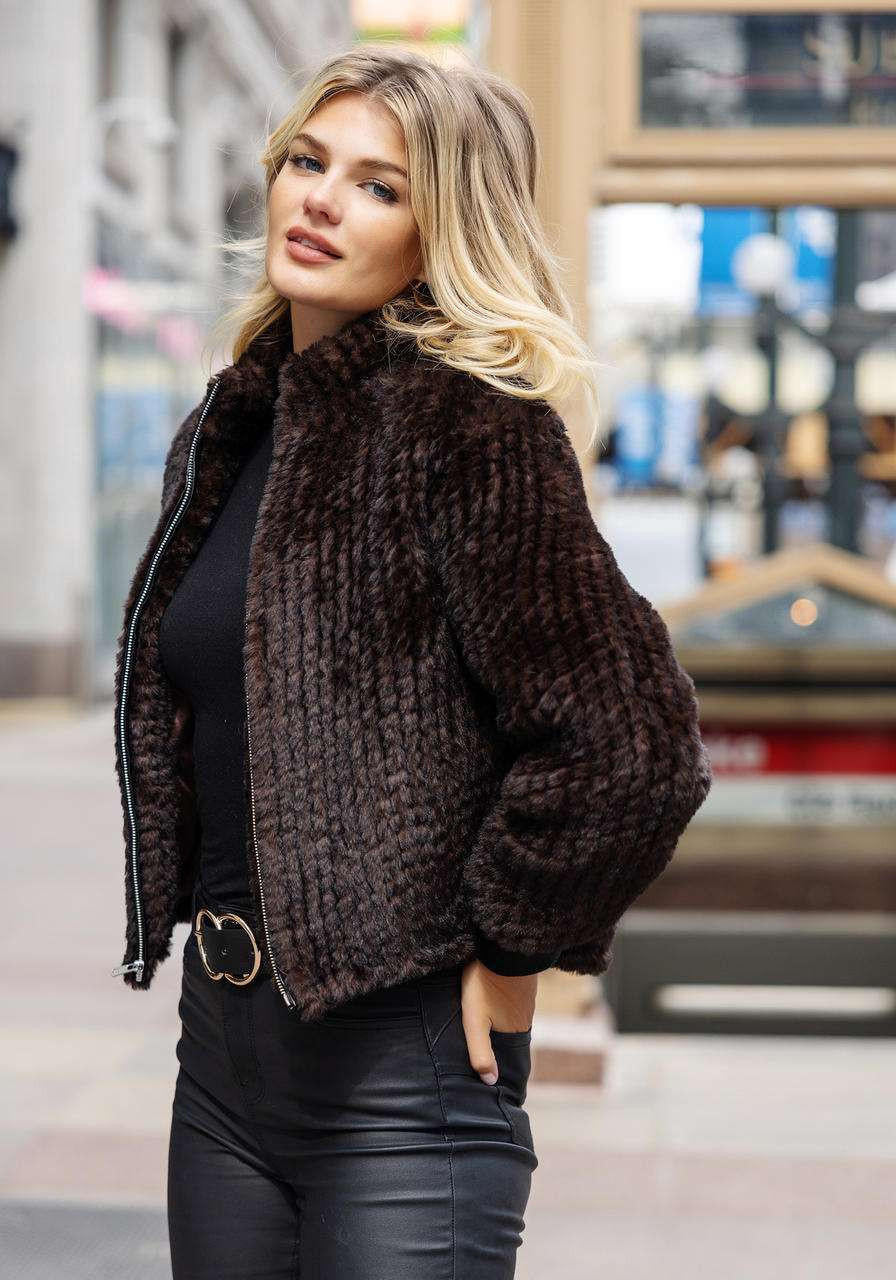 5TH AVE KNITTED FUR BOMBER