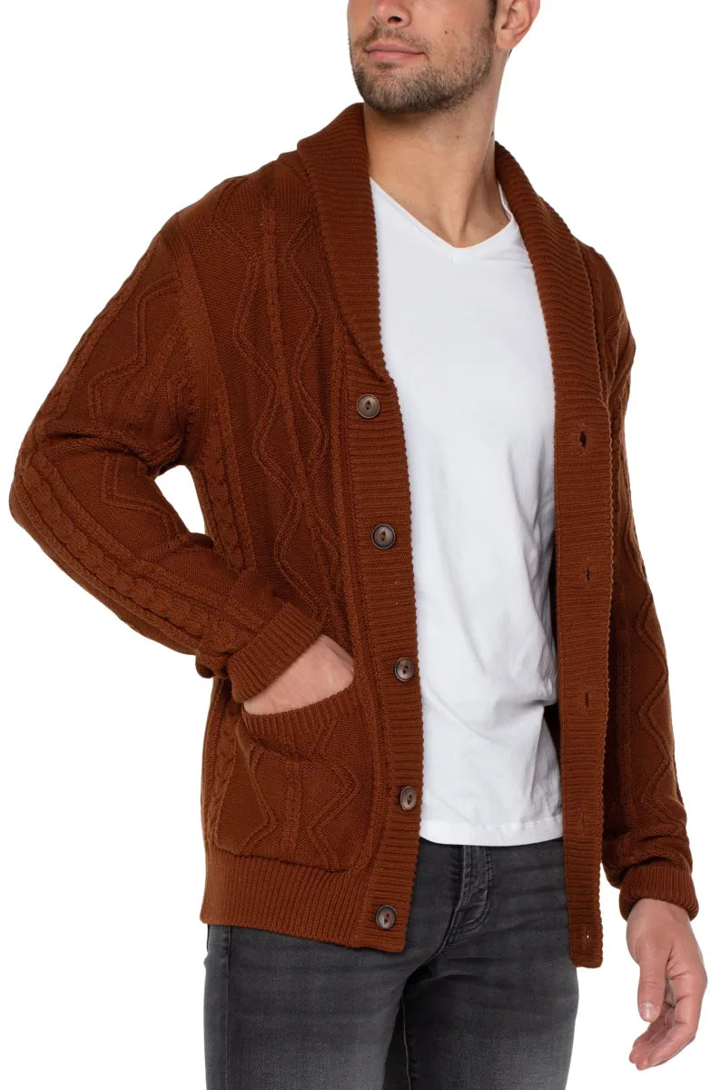 FISHERMAN CABLE SHAWL CARDIGAN