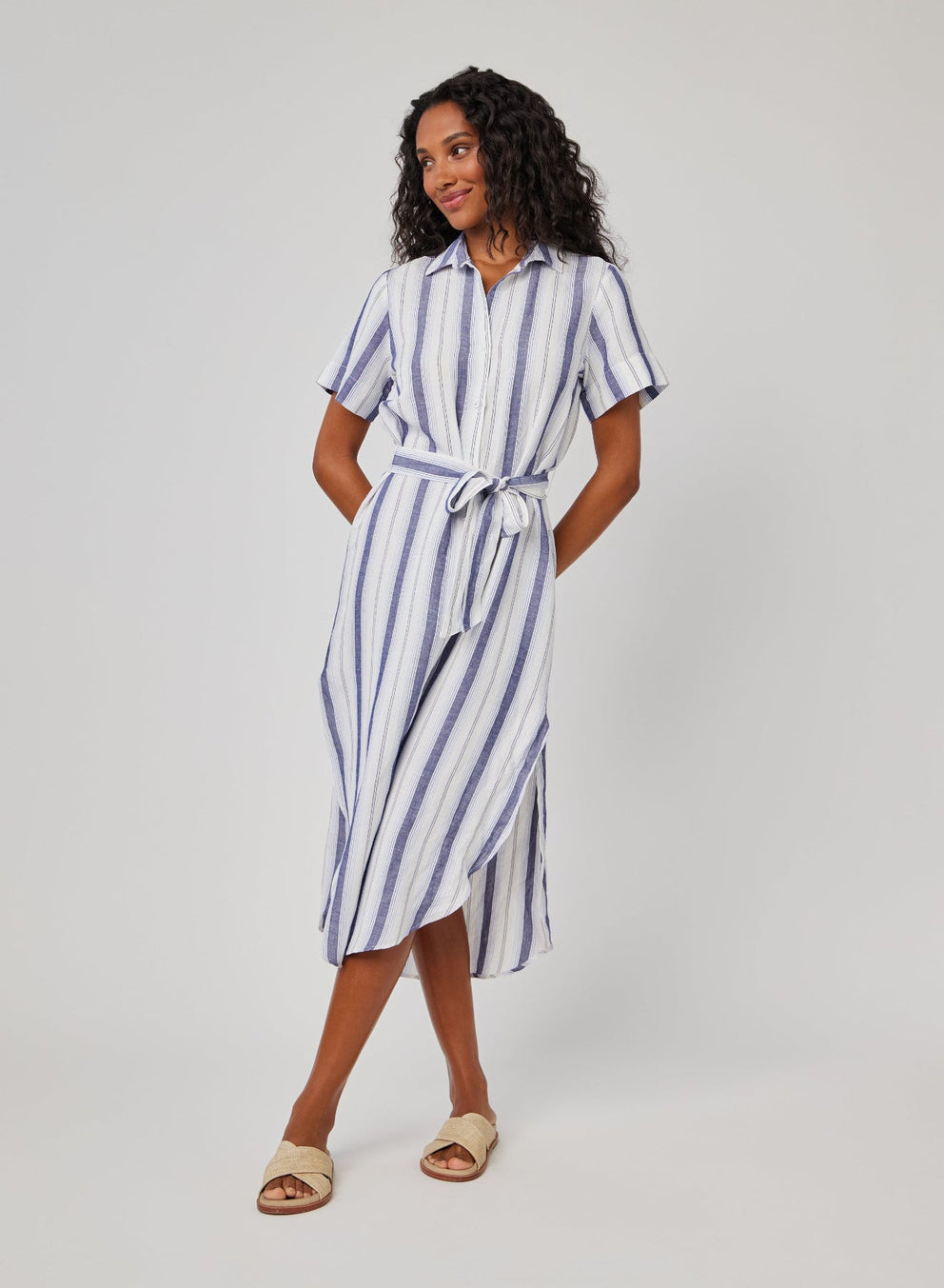 ROUNDED HEM MAXI SHIRT DRESS