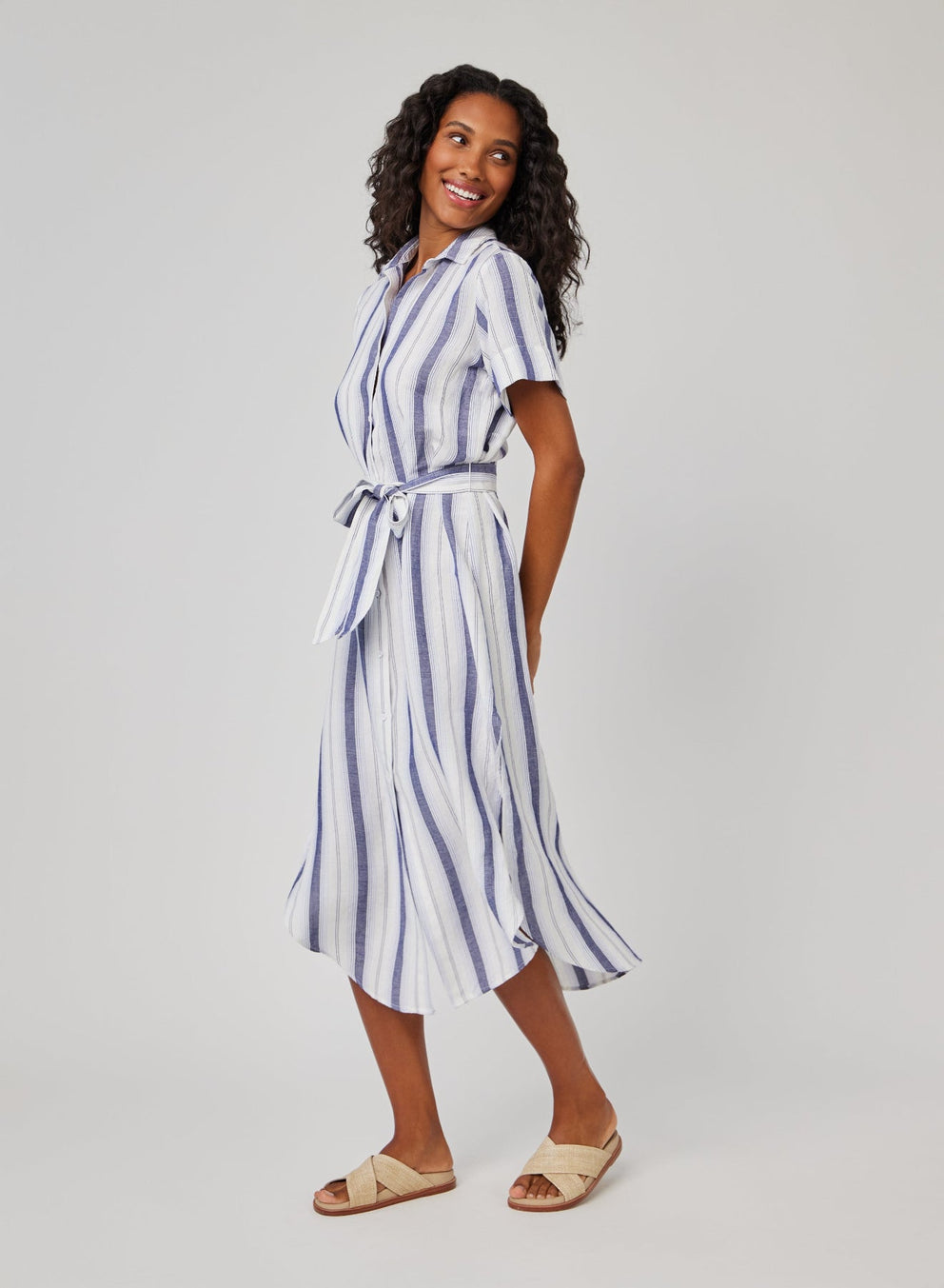 ROUNDED HEM MAXI SHIRT DRESS