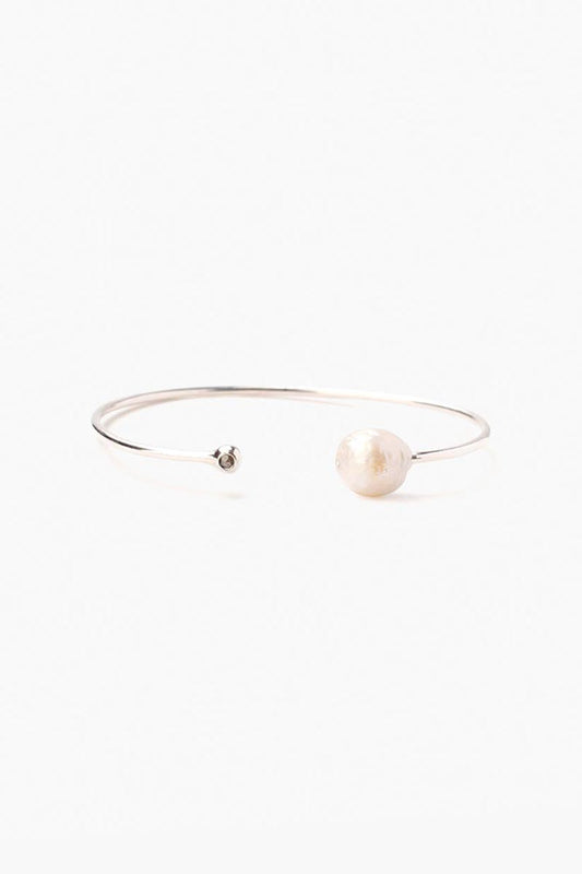 STERL SLV 6" BANGLE W/FWP WHITE