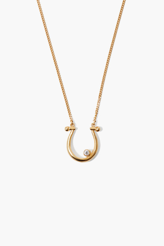 18K GP SS HORSESHOE DIAMOND NECKLACE