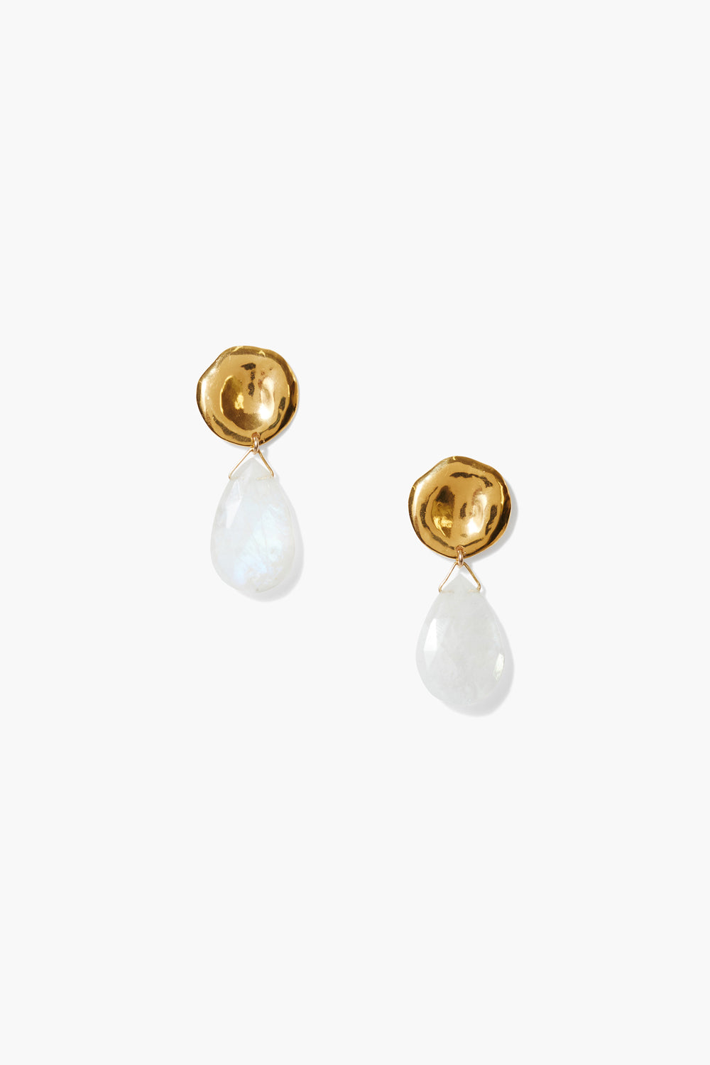 FACETED TEARDROP 18K GP SS COIN POST EARRING