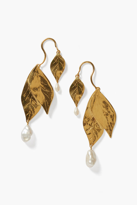 18KT CASCADING LEAF EAR WHT RIC