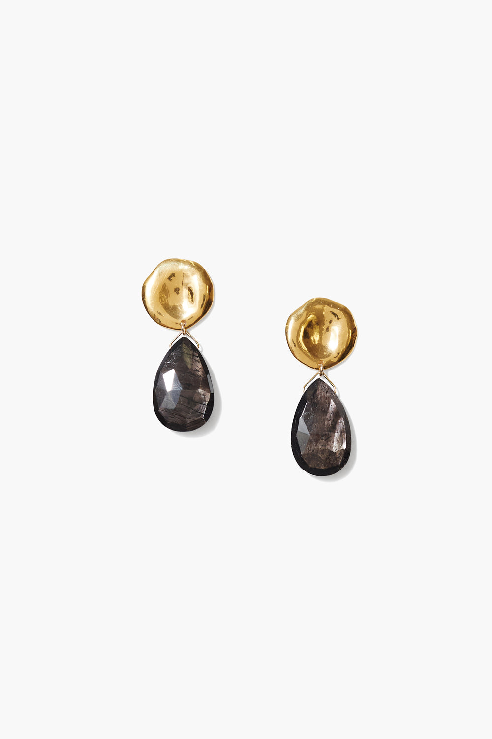 FACETED TEARDROP 18K GP SS COIN POST EARRING