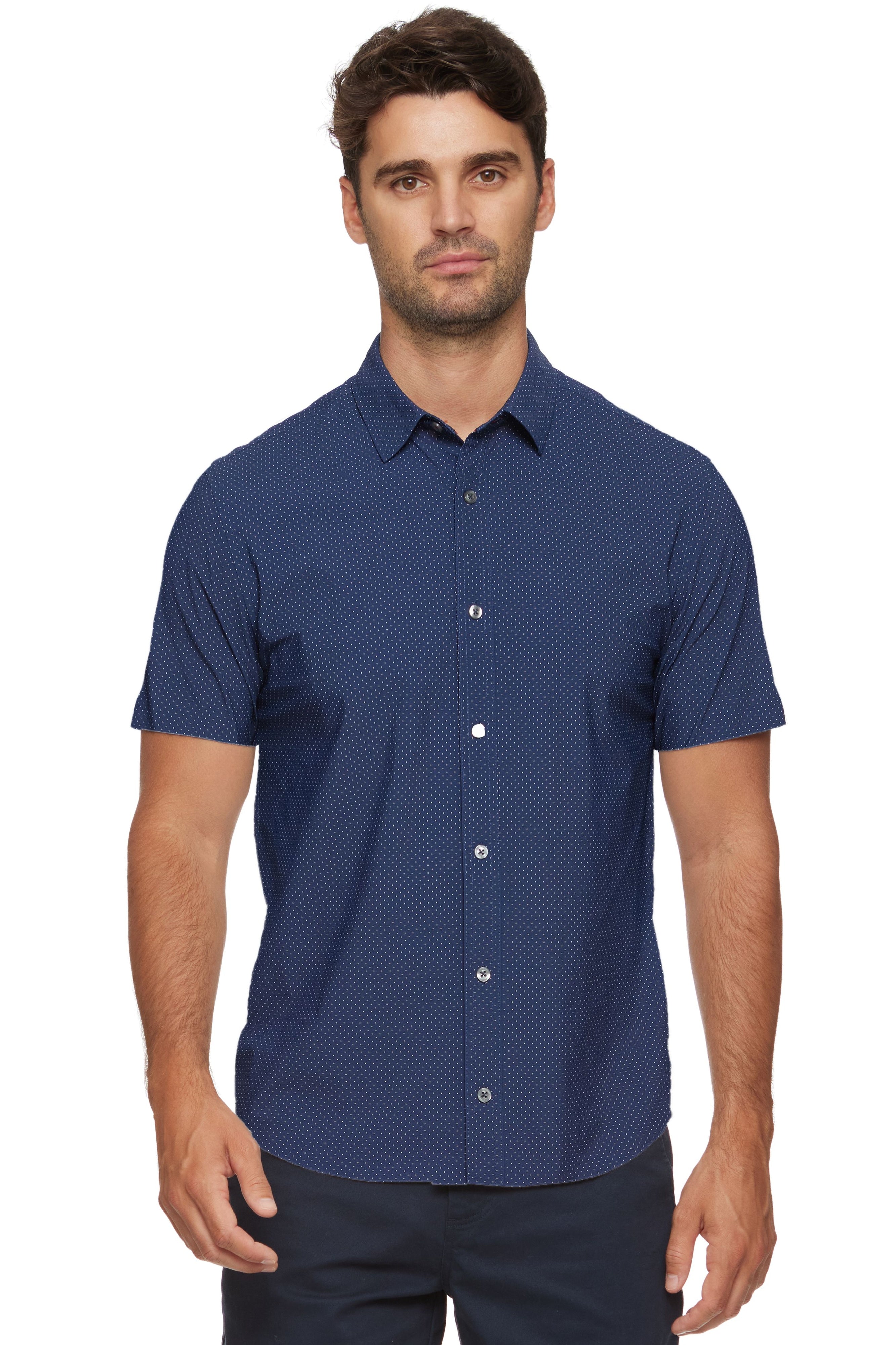 LORETTO SS DOT PRINT PERFORMANCE SHIRT