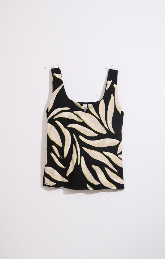 BREEZY LEAVES SPLIT NECK TANK