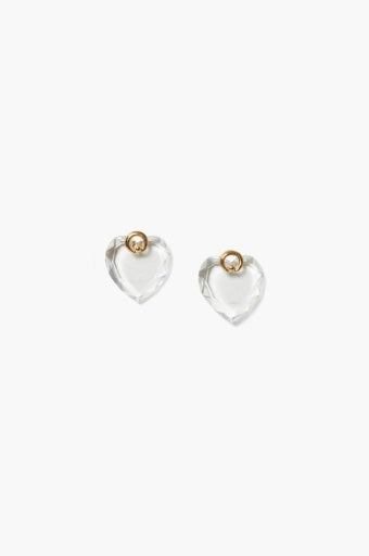 CRYSTAL HEART EARRING ON 18KT GOLD STUD